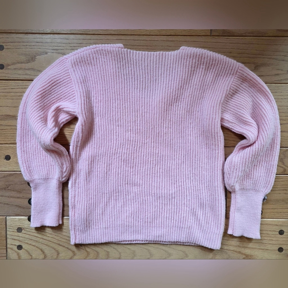 Pink V-Neck Sweater with Button Detail NWOT - Picture 4 of 5